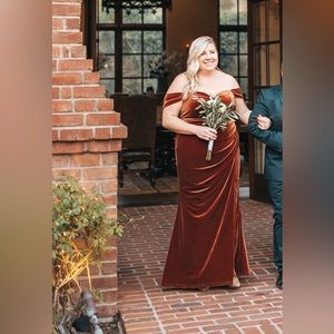 Burnt orange Revelry bridesmaid dress 16